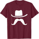 Cowboy Hat & Mustache Funny Silhouette Dark T-Shirt - T-Shirt | Maroon