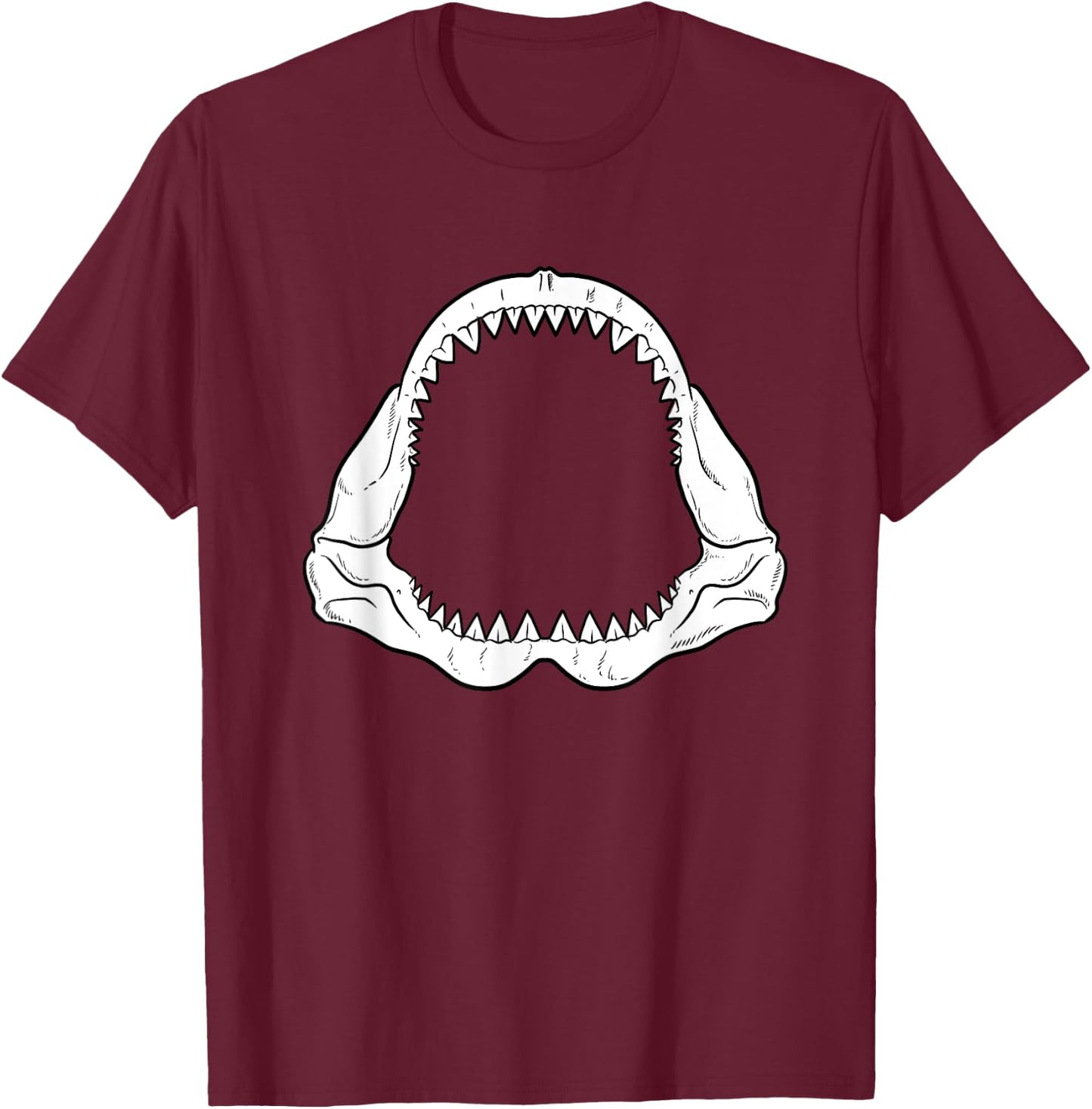 Open Shark Jaws, Bones and Teeth T-Shirt - T-Shirt | Maroon