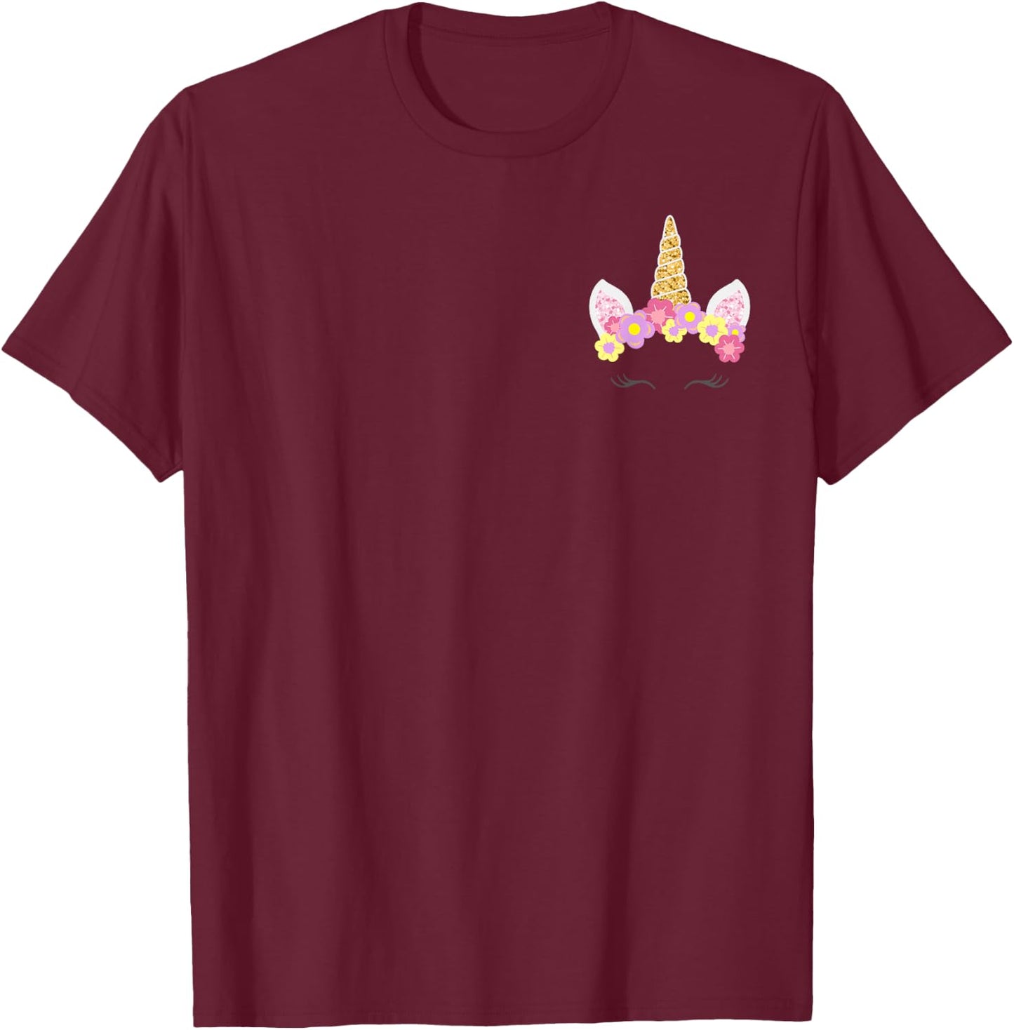 Unicorn Pocket Adorable Unicorns Girls T-Shirt - T-Shirt | Maroon