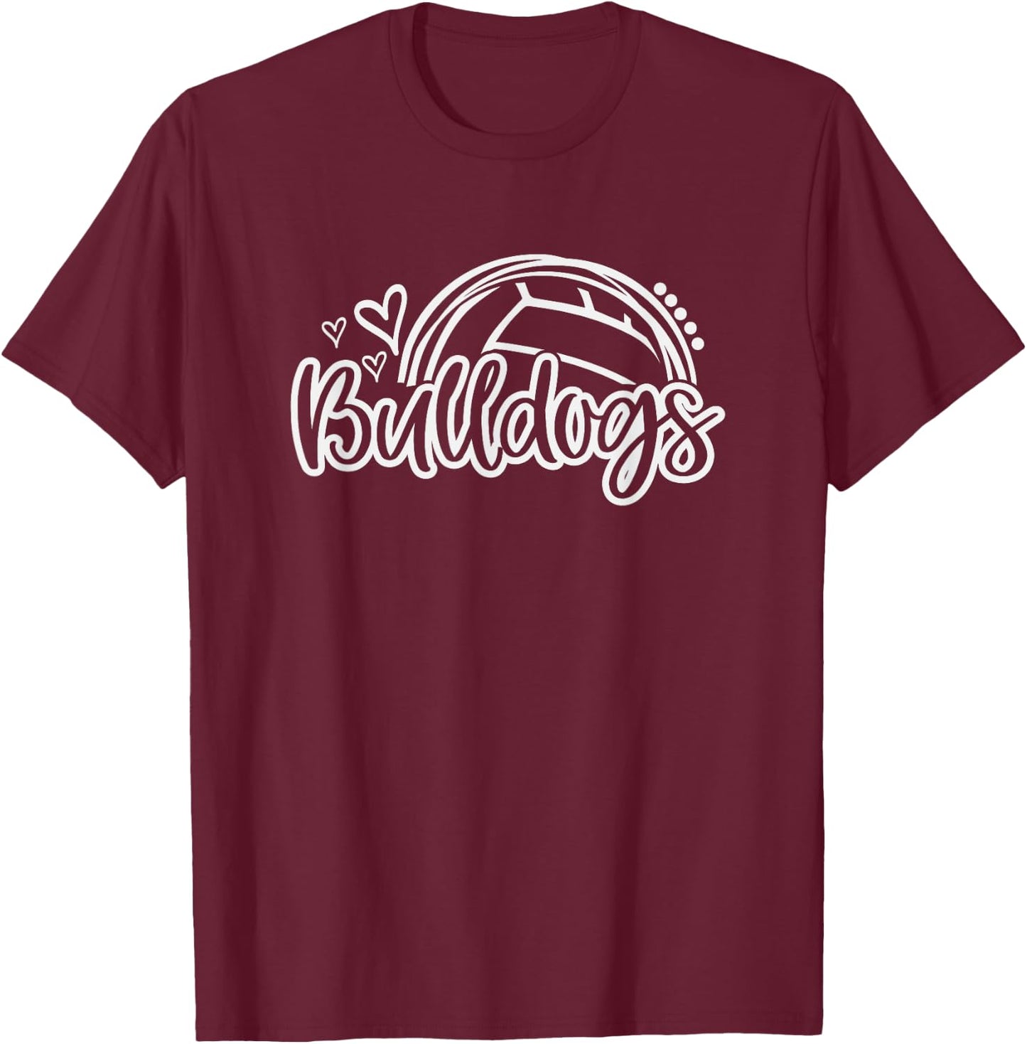 Volleyball Bulldogs School Sports Fan Team Spirit T-Shirt - T-Shirt | Maroon