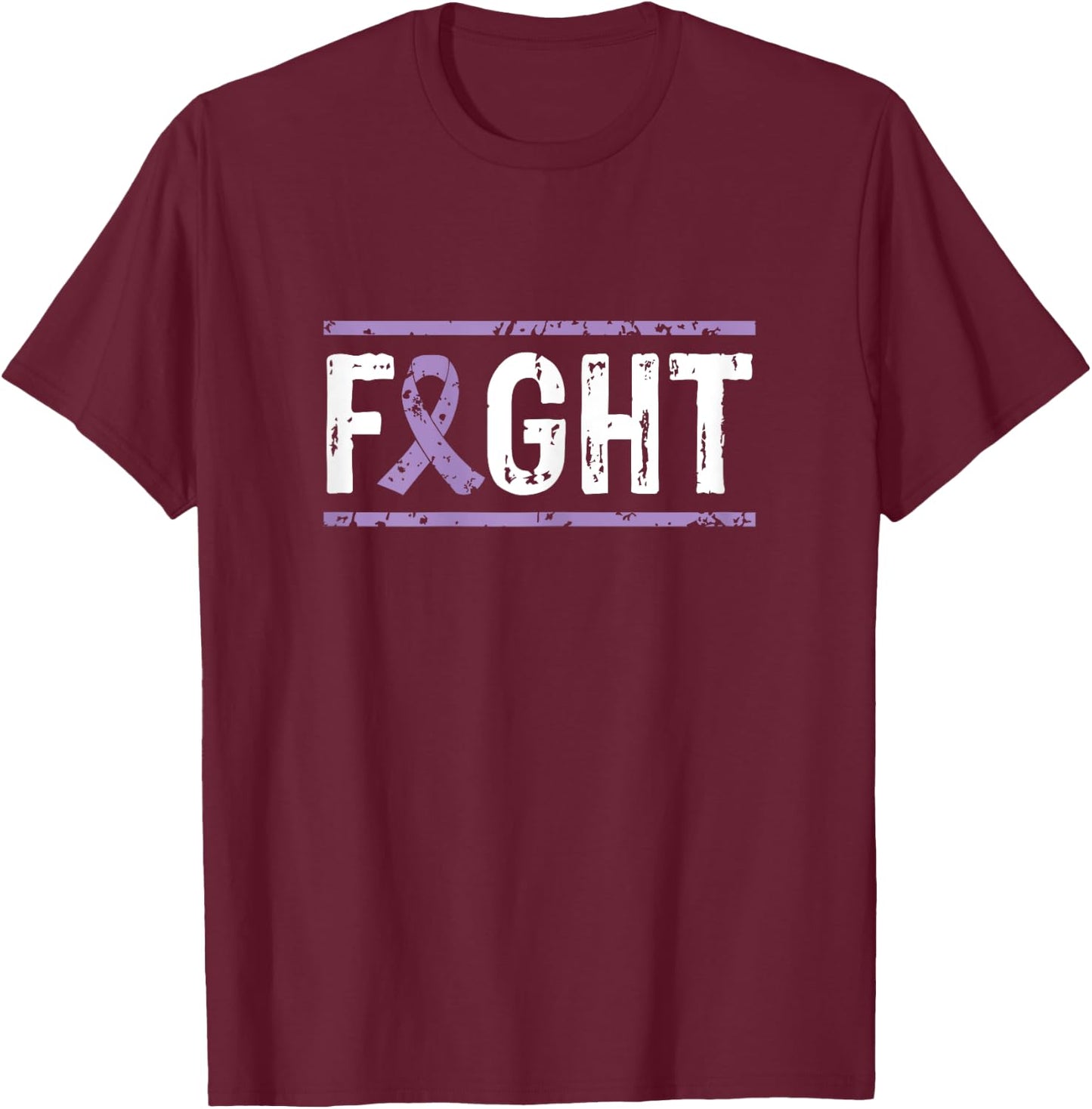Vulvar Cancer Awareness Fight Cancer Purple Ribbon T-Shirt - T-Shirt | Maroon