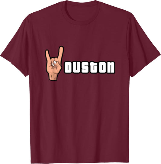 Houston Ouston Hand Gesture For Houston Lovers Texas T-Shirt - T-Shirt | Maroon