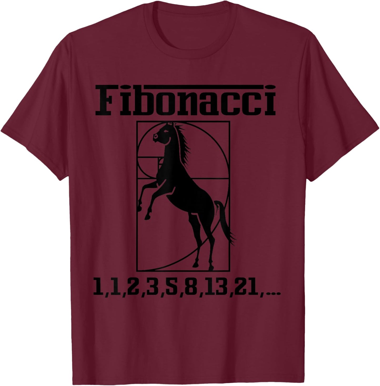 Funny Nerdy Fibonacci Racing Car Horse Math Teacher Gift Men Women Girls Kids T-Shirt - T-Shirt | Maroon