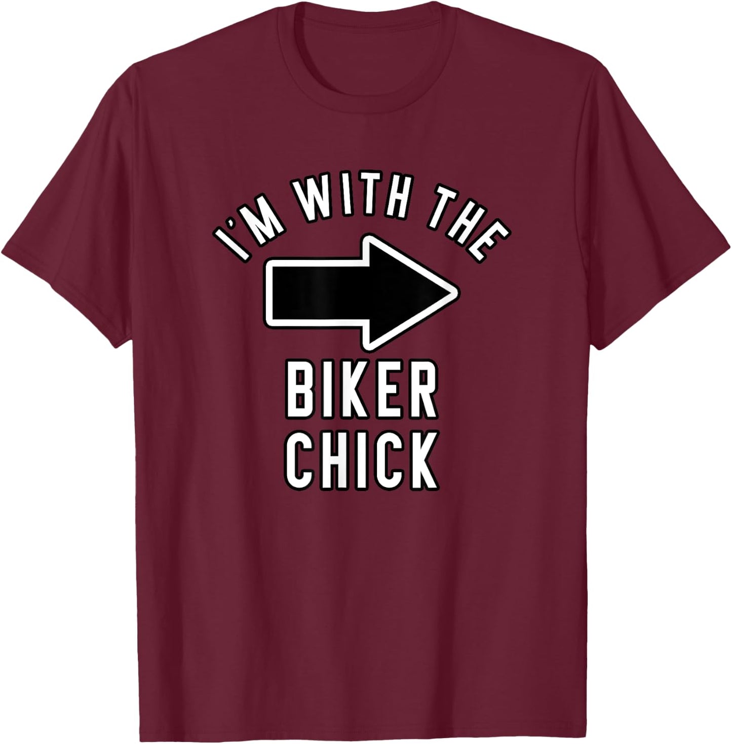 Couples Halloween Costume Shirts I'm With The Biker Chick T-Shirt - T-Shirt | Maroon