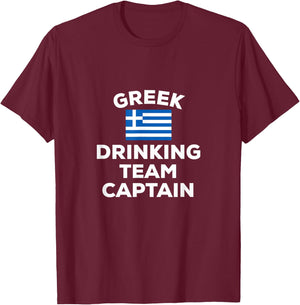 Greek Greece Drinking Team Captain Funny Flag Beer Alcohol T-Shirt - T-Shirt | Maroon