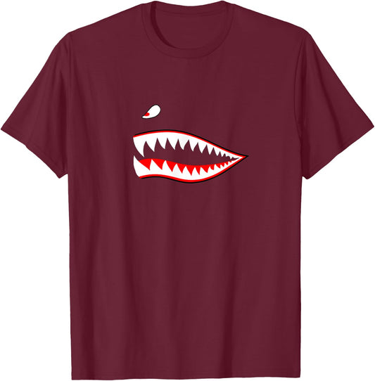 Shark Teeth P-40 P40 Warhawk Airplane Vintage WWII WW2 T-Shirt - T-Shirt | Maroon