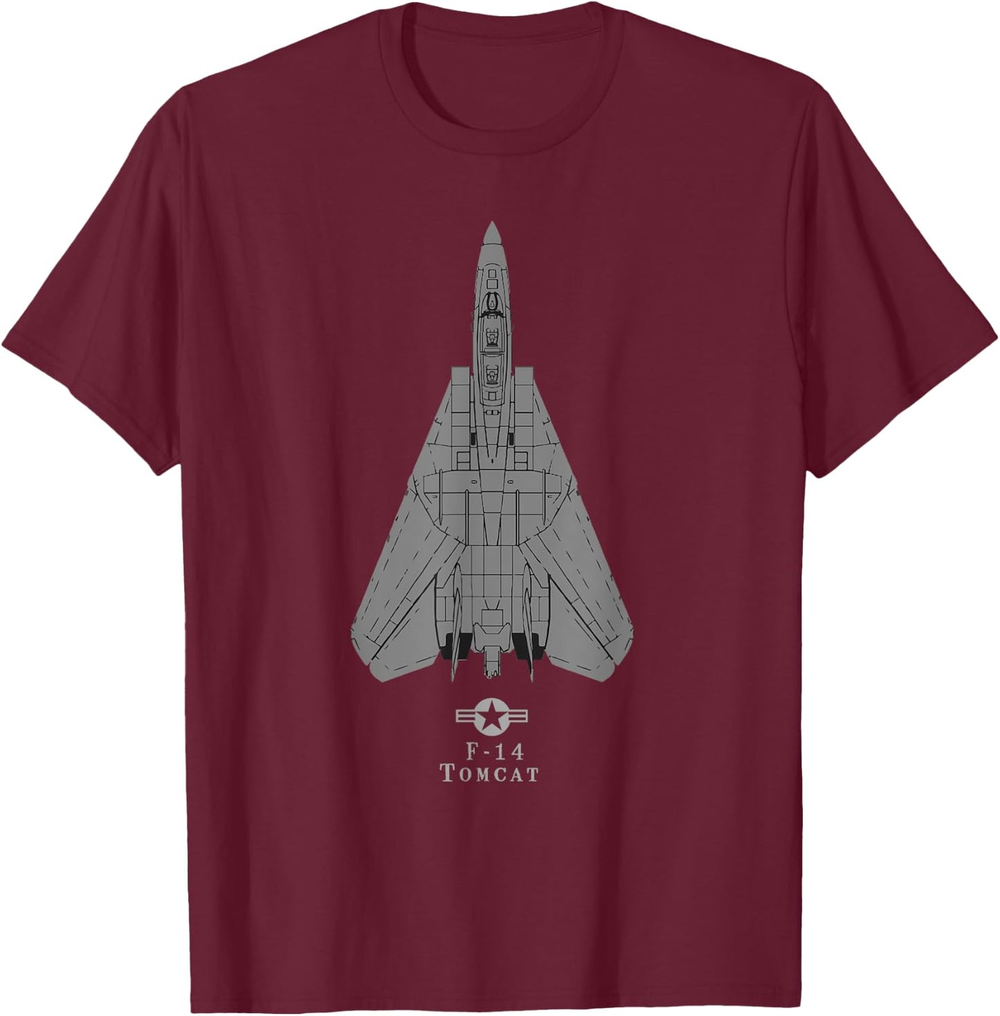 F-14 Tomcat Tech Drawing Military Jet Airplane Women Kids T-Shirt - T-Shirt | Maroon