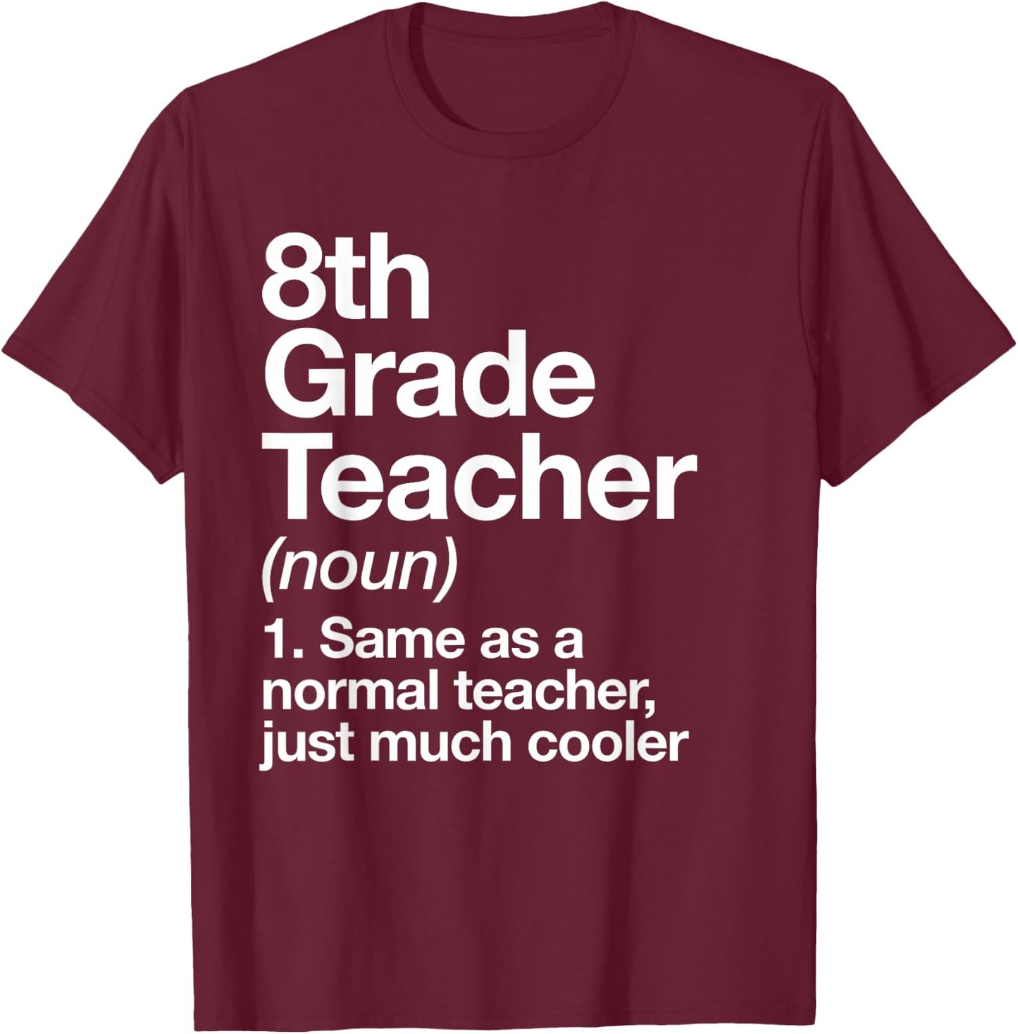 8th Grade Teacher Definition Funny Back To School First Day T-Shirt - T-Shirt | Maroon