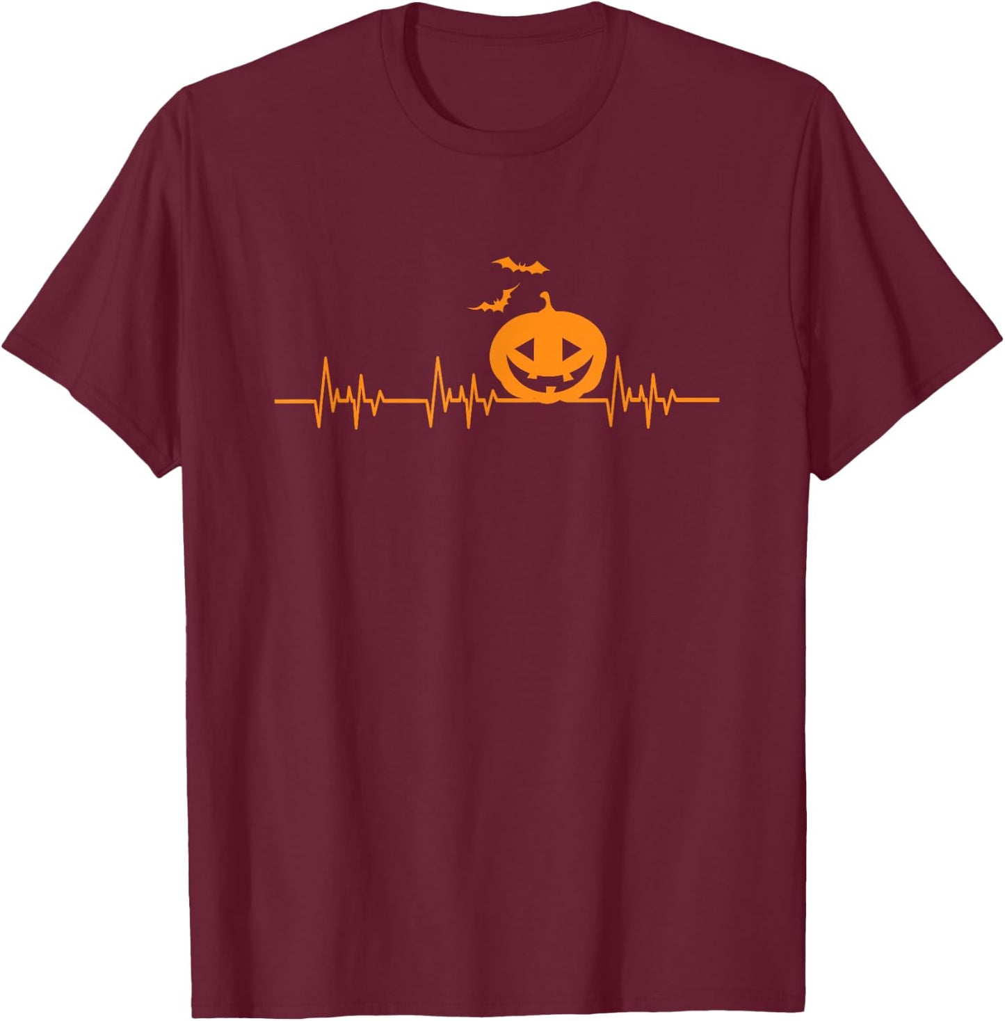 Carved Pumpkin Halloween Heartbeat Nurse T-Shirt - T-Shirt | Maroon