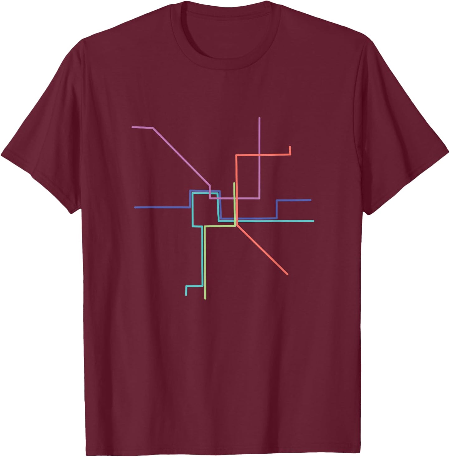 Minimalist Washington DC City Underground Metro Map T-Shirt - T-Shirt | Maroon