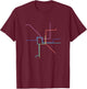 Minimalist Washington DC City Underground Metro Map T-Shirt - T-Shirt | Maroon