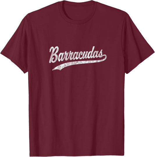 Barracudas T Shirt Vintage Sports Name Design T-Shirt - T-Shirt | Maroon