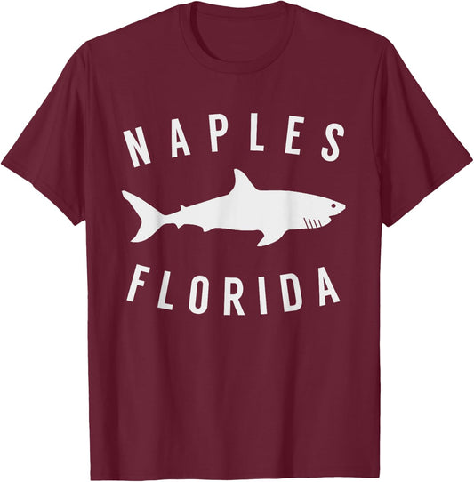 Naples Florida T Shirt Shark FL Apparel Souvenir T-Shirt - T-Shirt | Maroon
