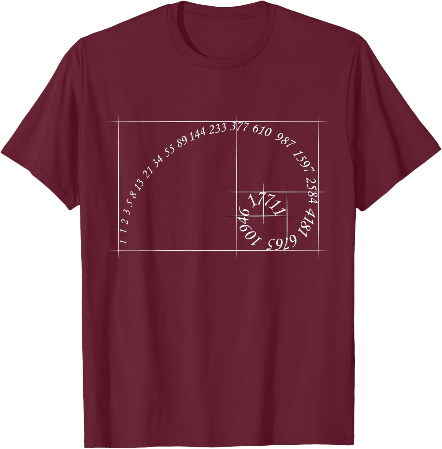 Fibonacci golden ratio spiral design for geometry lovers T-Shirt - T-Shirt | Maroon