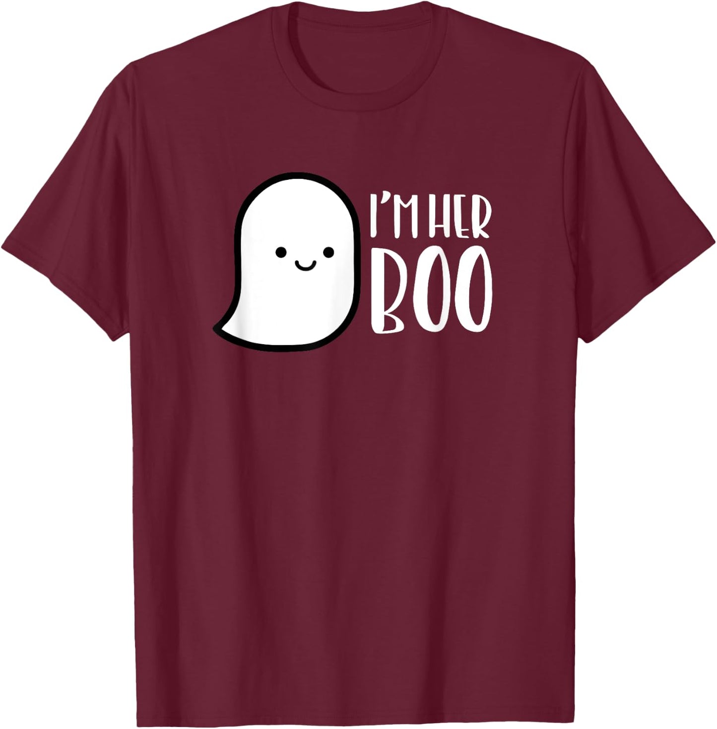 MATCHING SET I'm His or Her Boo Halloween Ghost Couple shirt T-Shirt - T-Shirt | Maroon