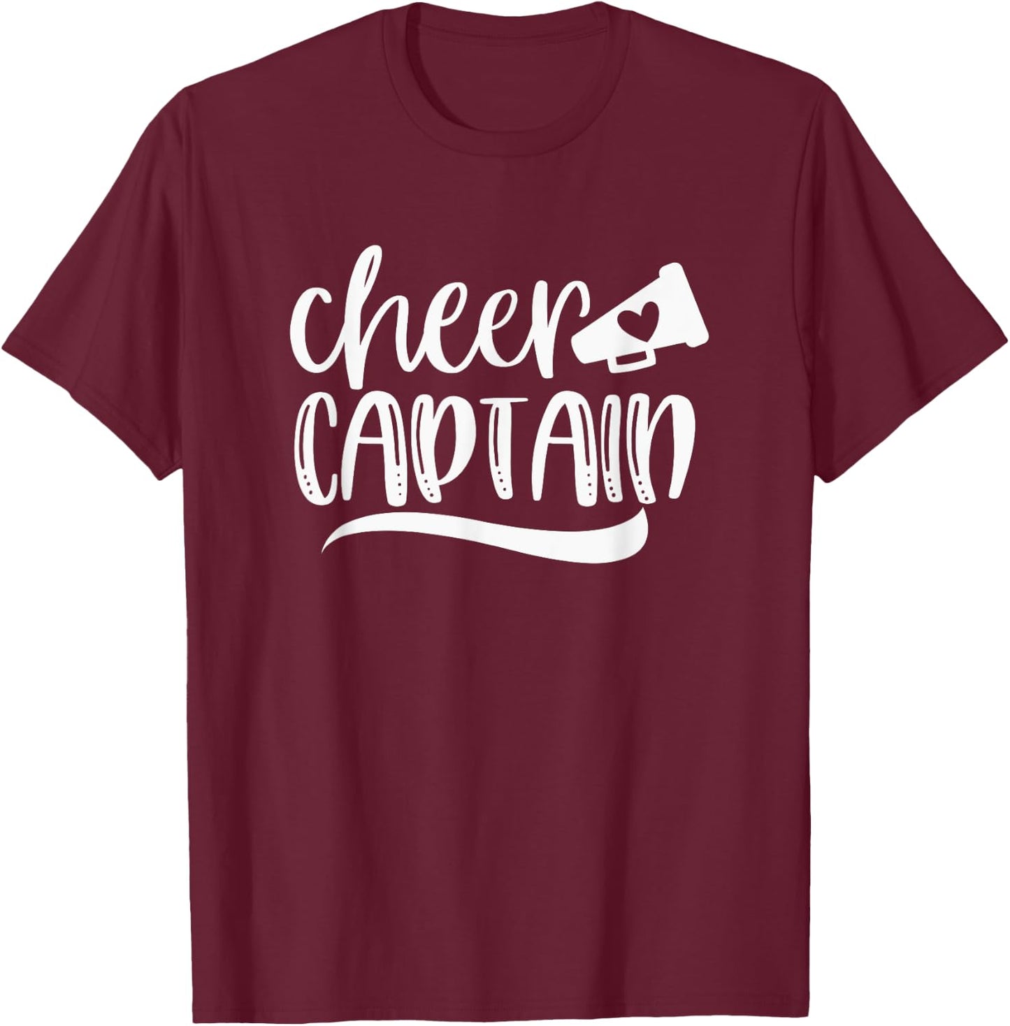 CHEER CAPTAIN, Megaphone with Heart Accent T-Shirt - T-Shirt | Maroon