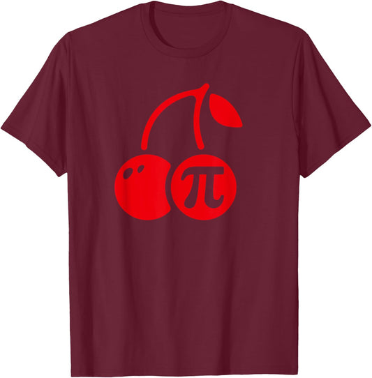 Cherry Pi Day Funny Math Nerd Pie Teacher 3.14 Men Women Girls Kids T-Shirt - T-Shirt | Maroon