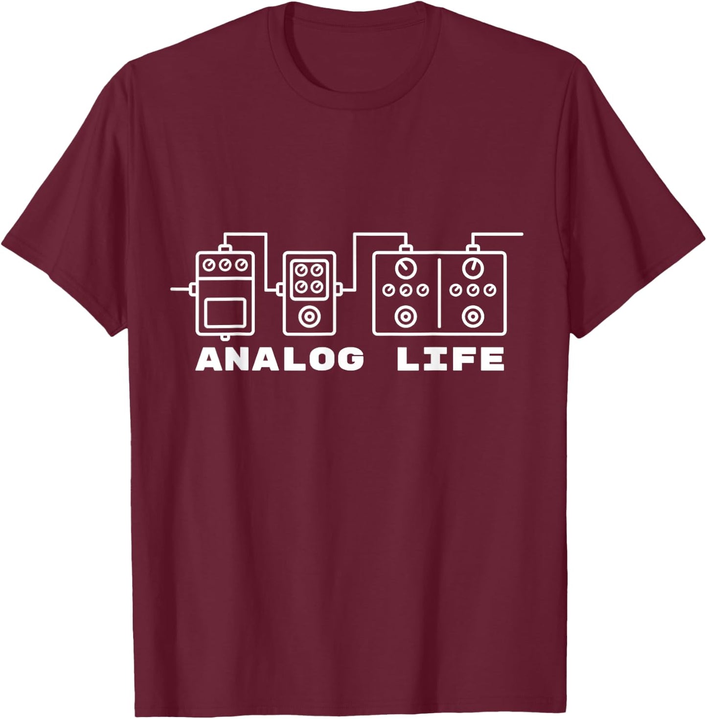 Analog Electric Guitar Effects Pedals T-Shirt - T-Shirt | Maroon