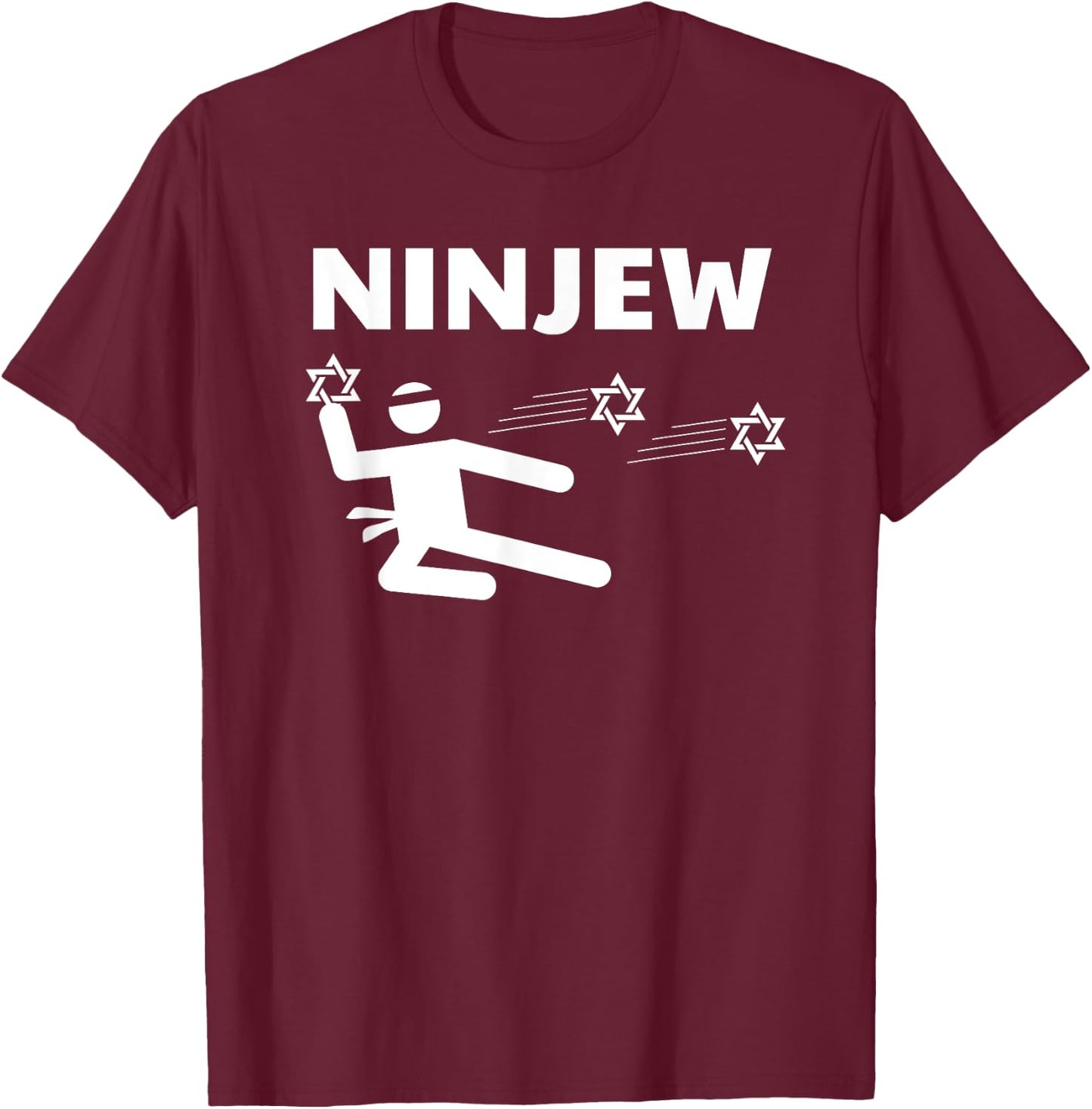 Ninjew Funny Star of David Jewish Ninja T-Shirt - T-Shirt | Maroon