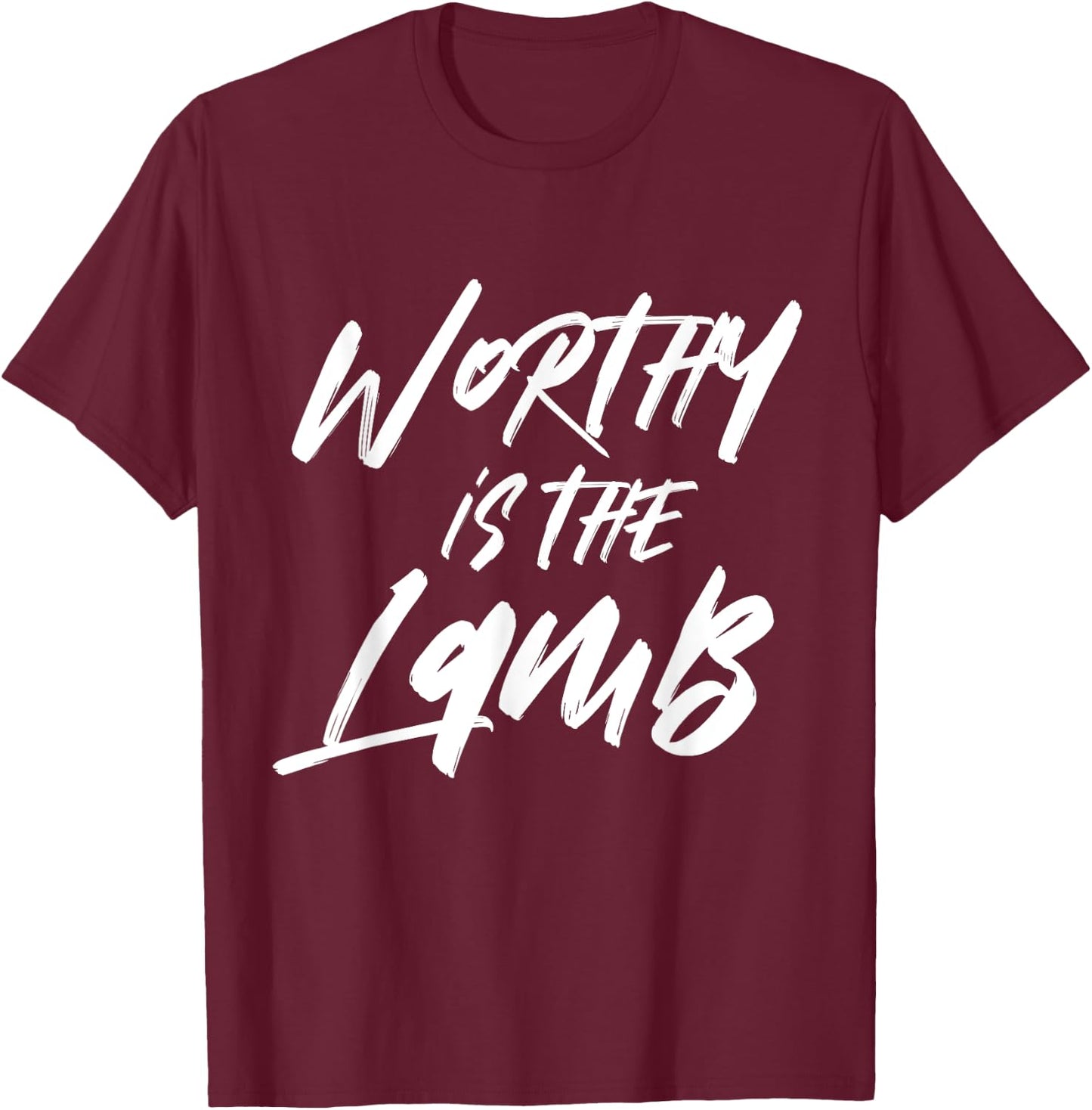 Worthy Is The Lamb Deluxe Encouraging Christian T-Shirt - T-Shirt | Maroon