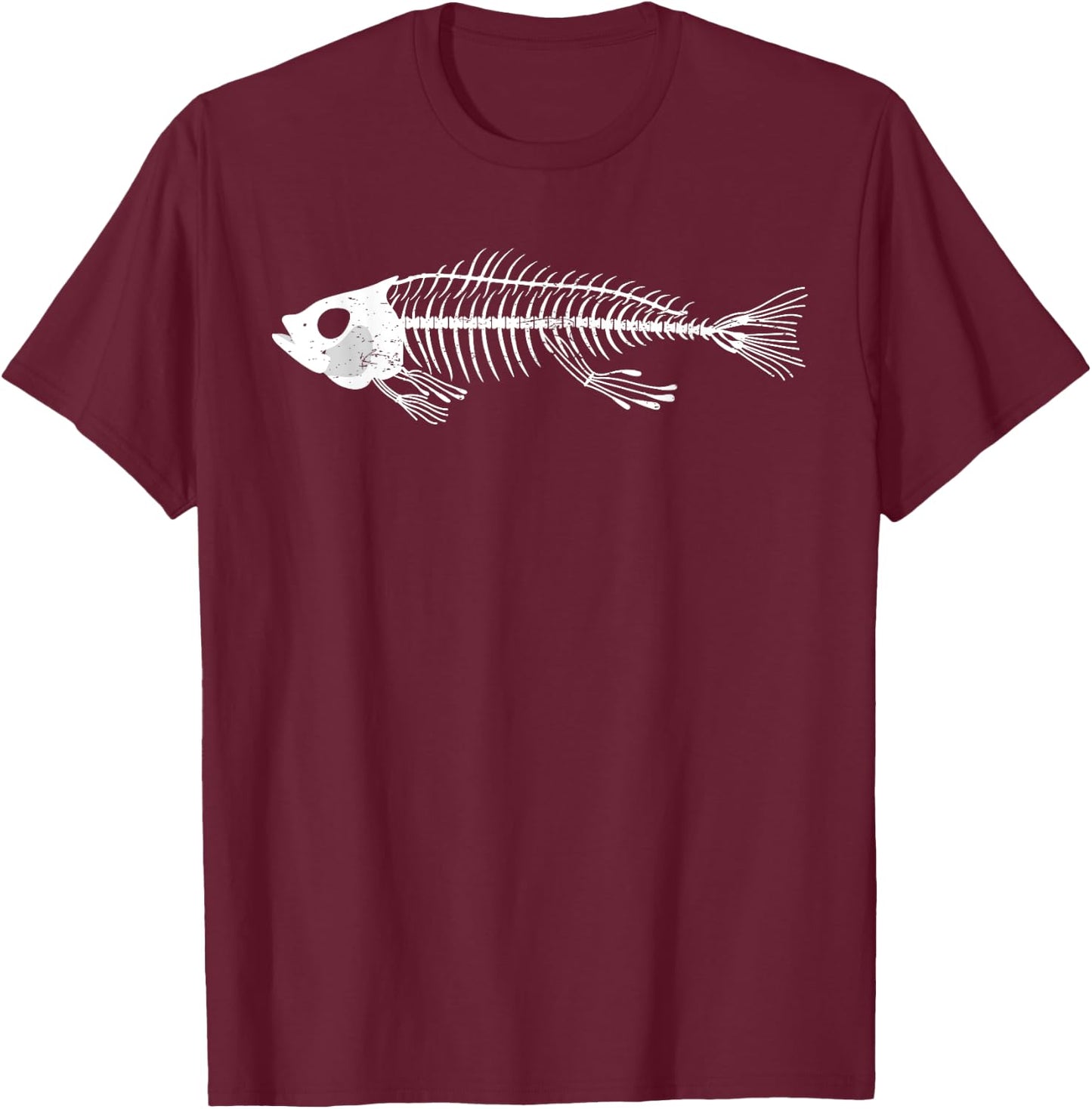 Funny Fish Bones Fisherman Skeleton Fish Animal T-Shirt - T-Shirt | Maroon
