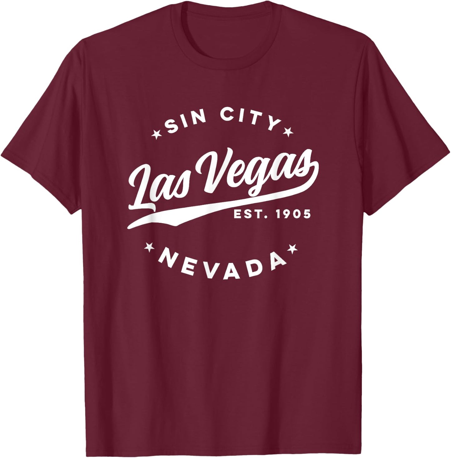 Vintage Las Vegas Sin City Nevada White Text T-Shirt - T-Shirt | Maroon
