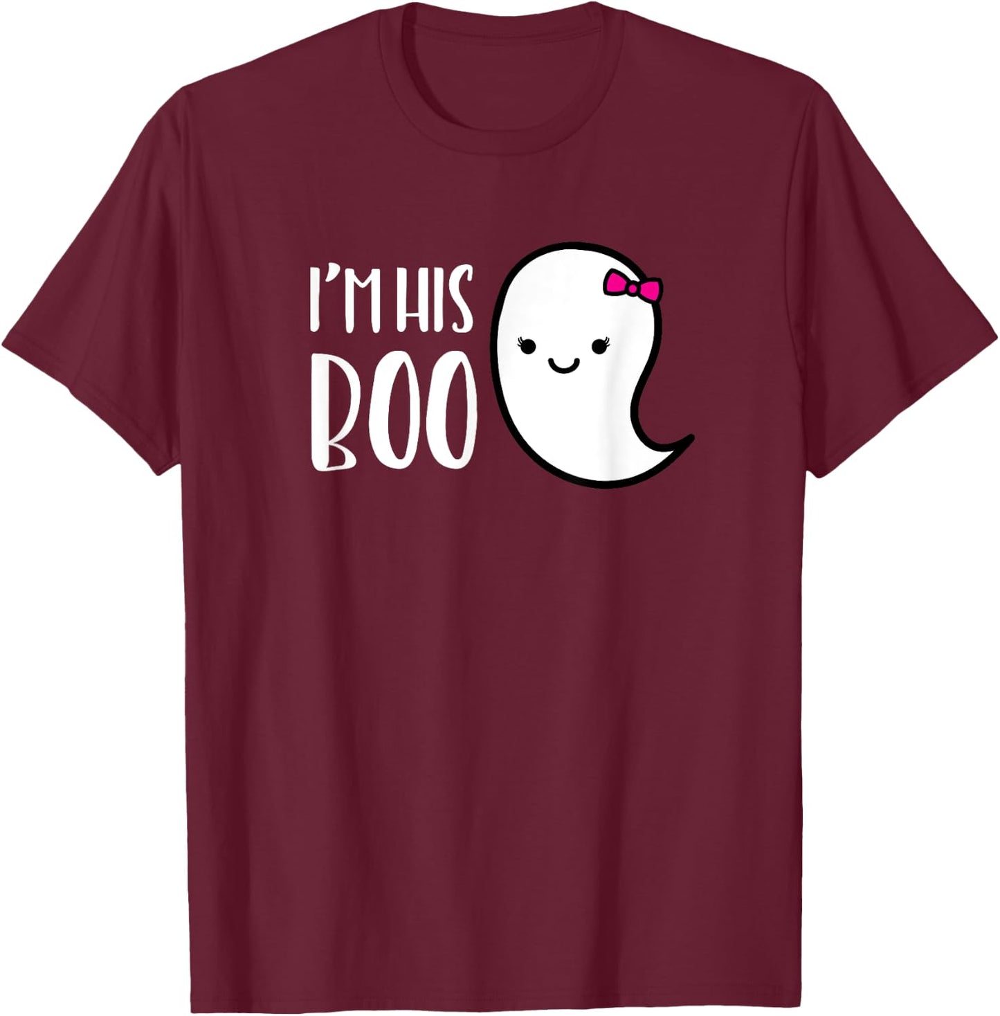 MATCHING SET I'm His or Her Boo Halloween Ghost Couple Shirt T-Shirt - T-Shirt | Maroon