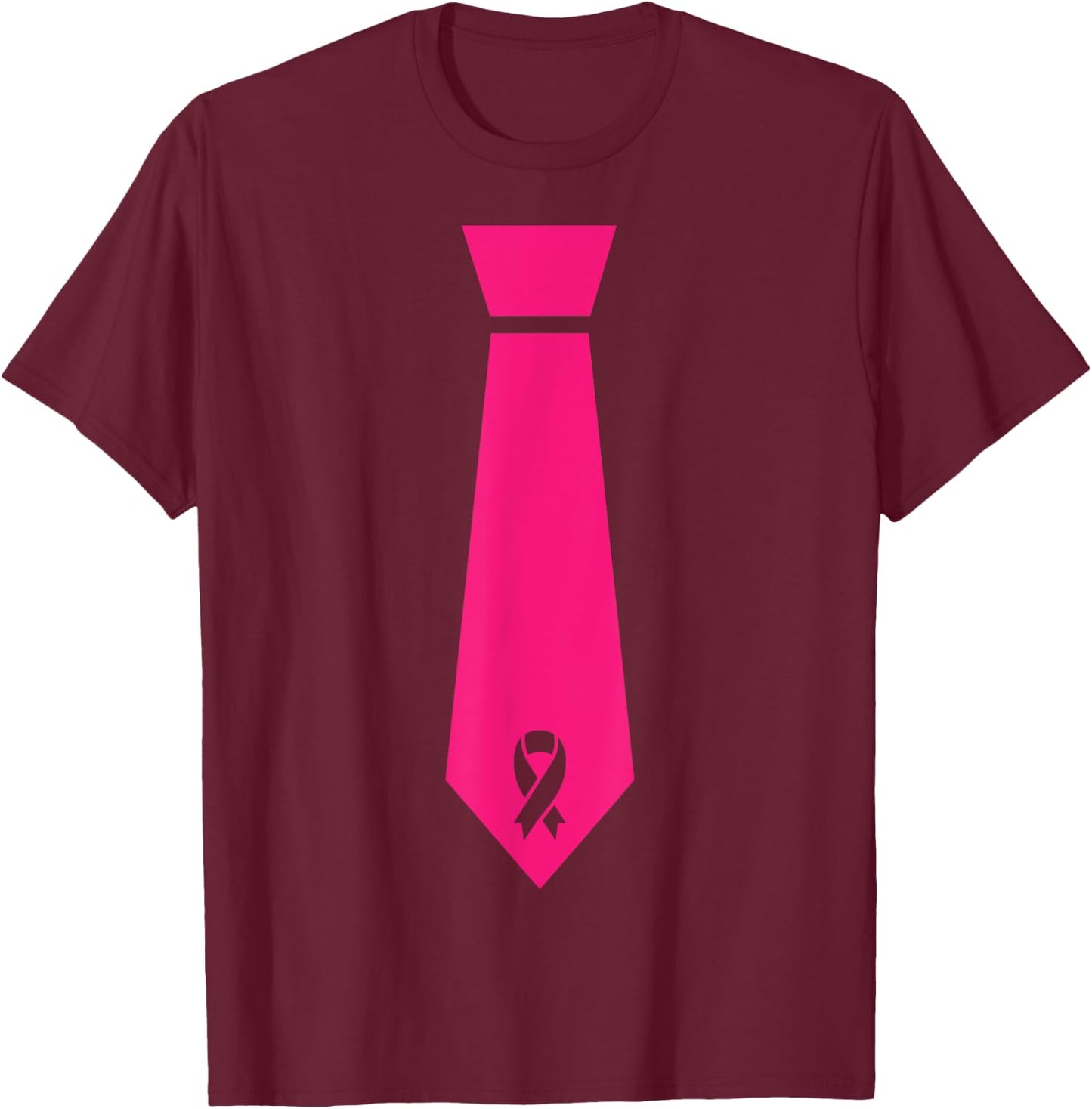 Pink Ribbon Tie Breast Cancer Awareness T-Shirt - T-Shirt | Maroon