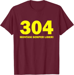 304 Montani Semper Liberi West Virginia Blue Gold T-Shirt - T-Shirt | Maroon