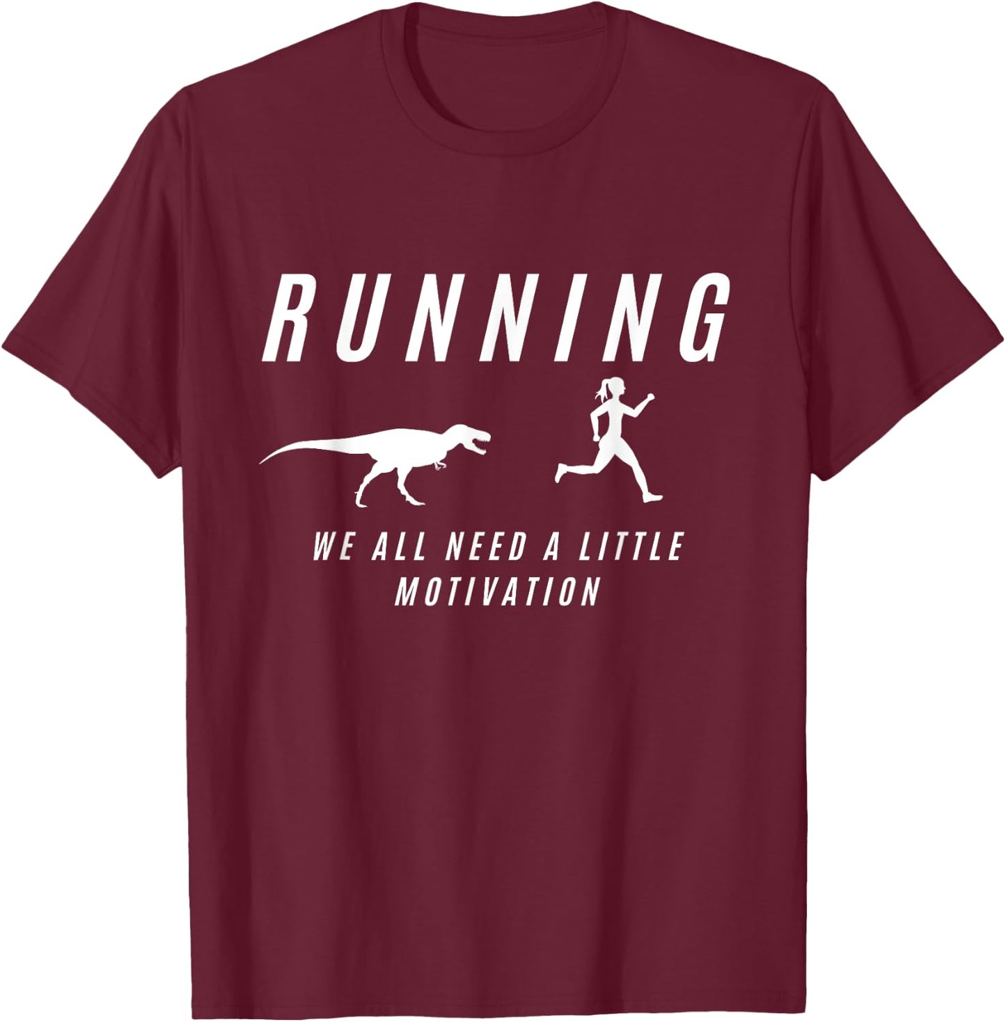 Women Running With Motivation Raptor Funny Runner Dinosaur T-Shirt - T-Shirt | Maroon