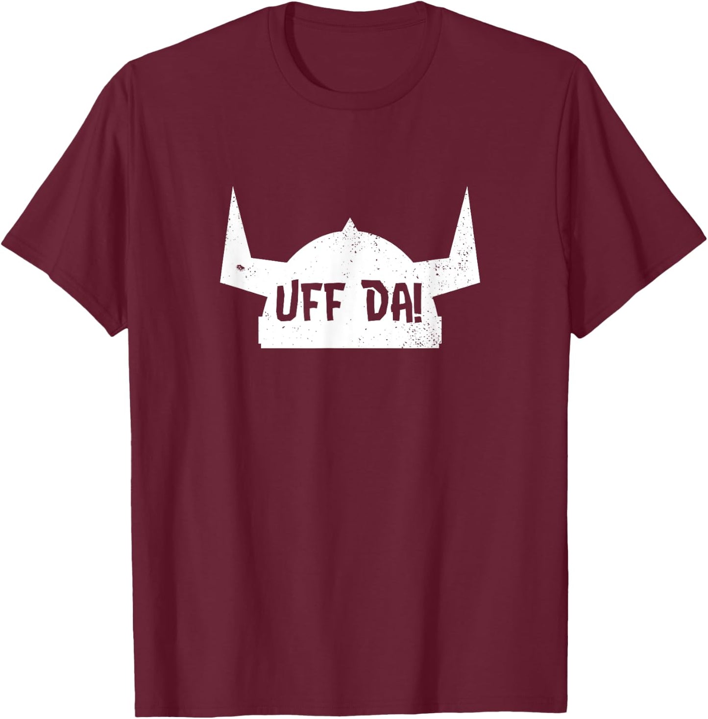 Scandinavian Uff Da! Vintage Distressed T-Shirt - T-Shirt | Maroon