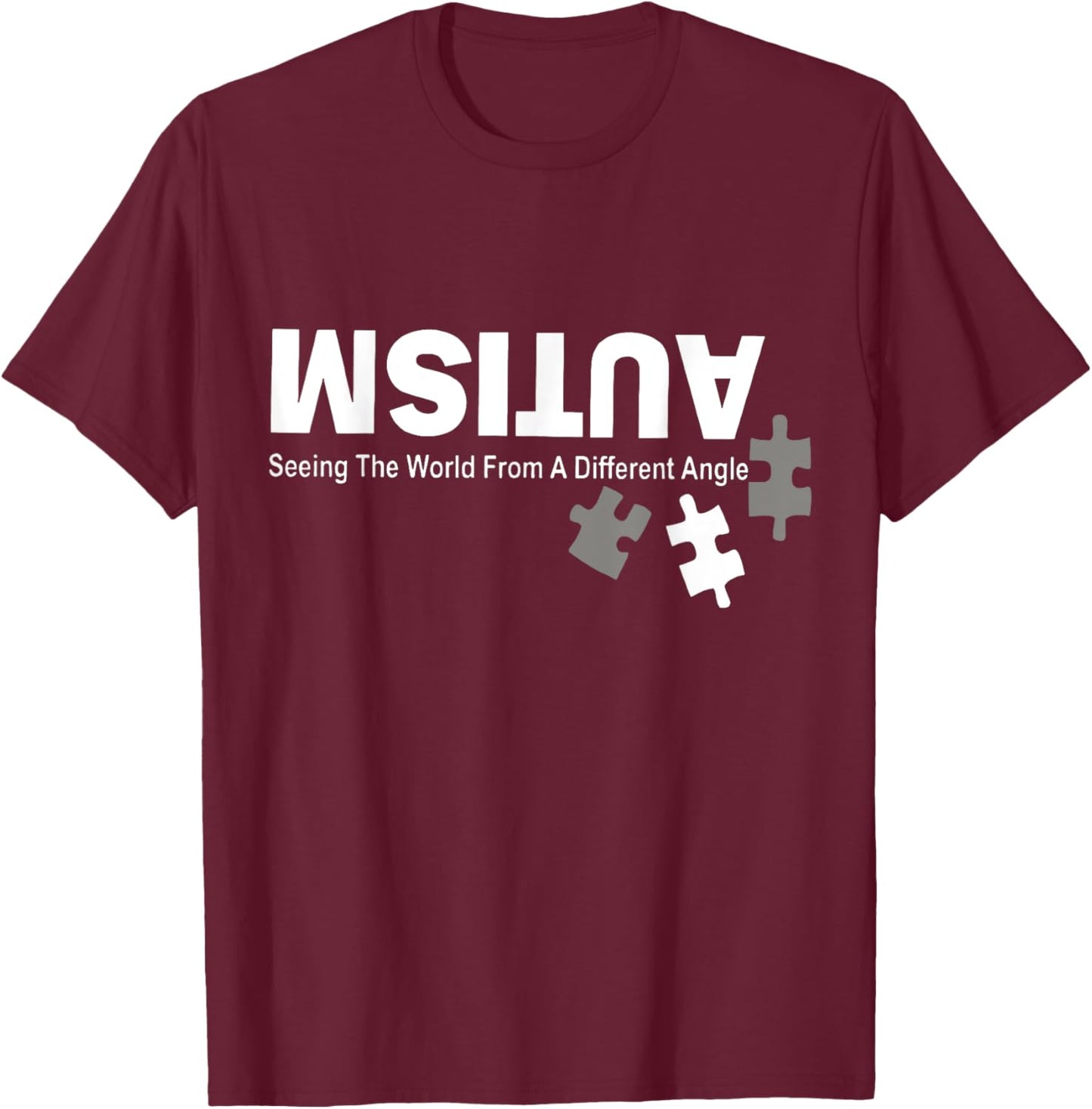 Retro Autism Seeing The World From A Different Angle T-Shirt - T-Shirt | Maroon