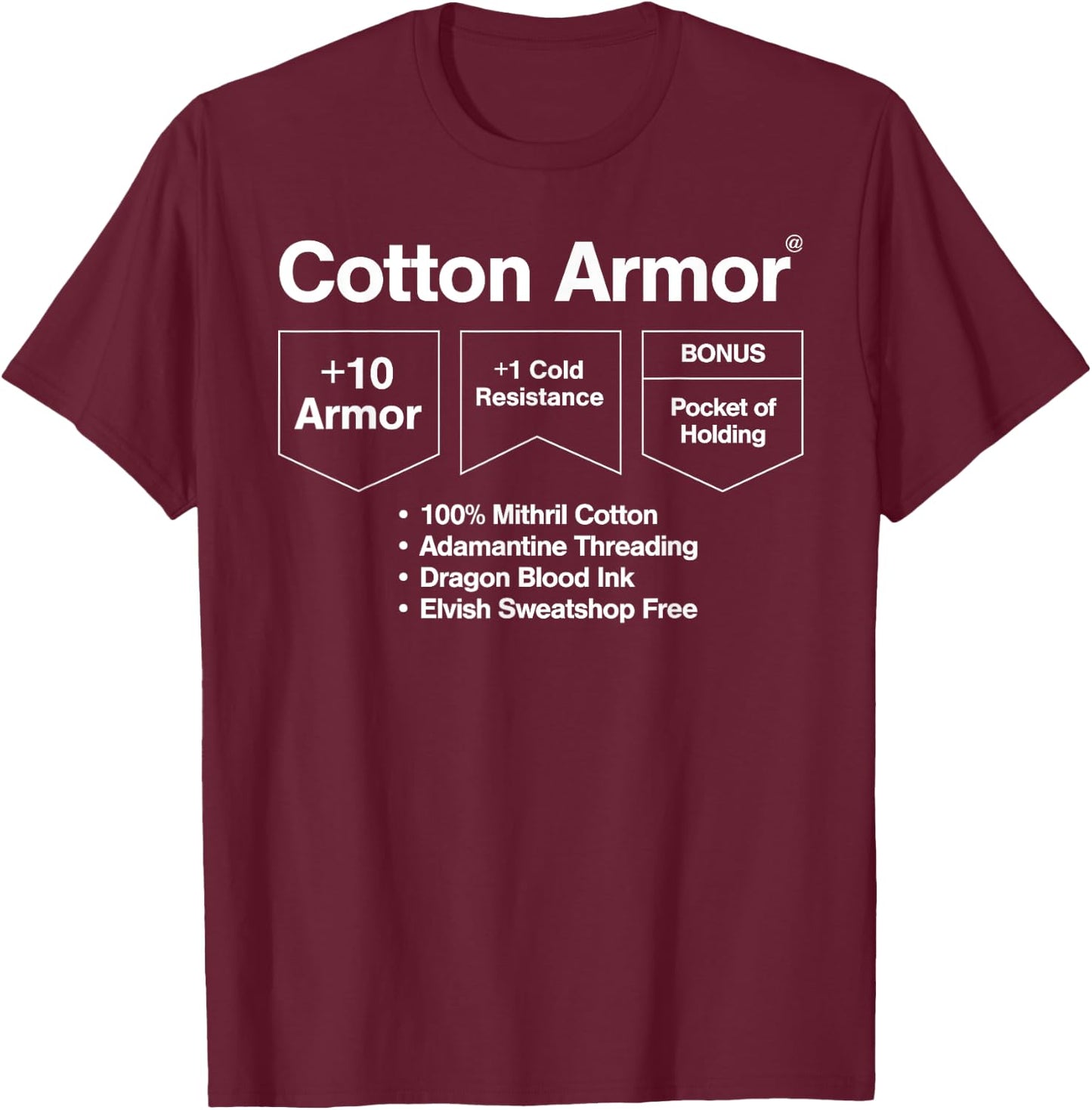 Cotton Armor: Role Playing T-Shirt - T-Shirt | Maroon