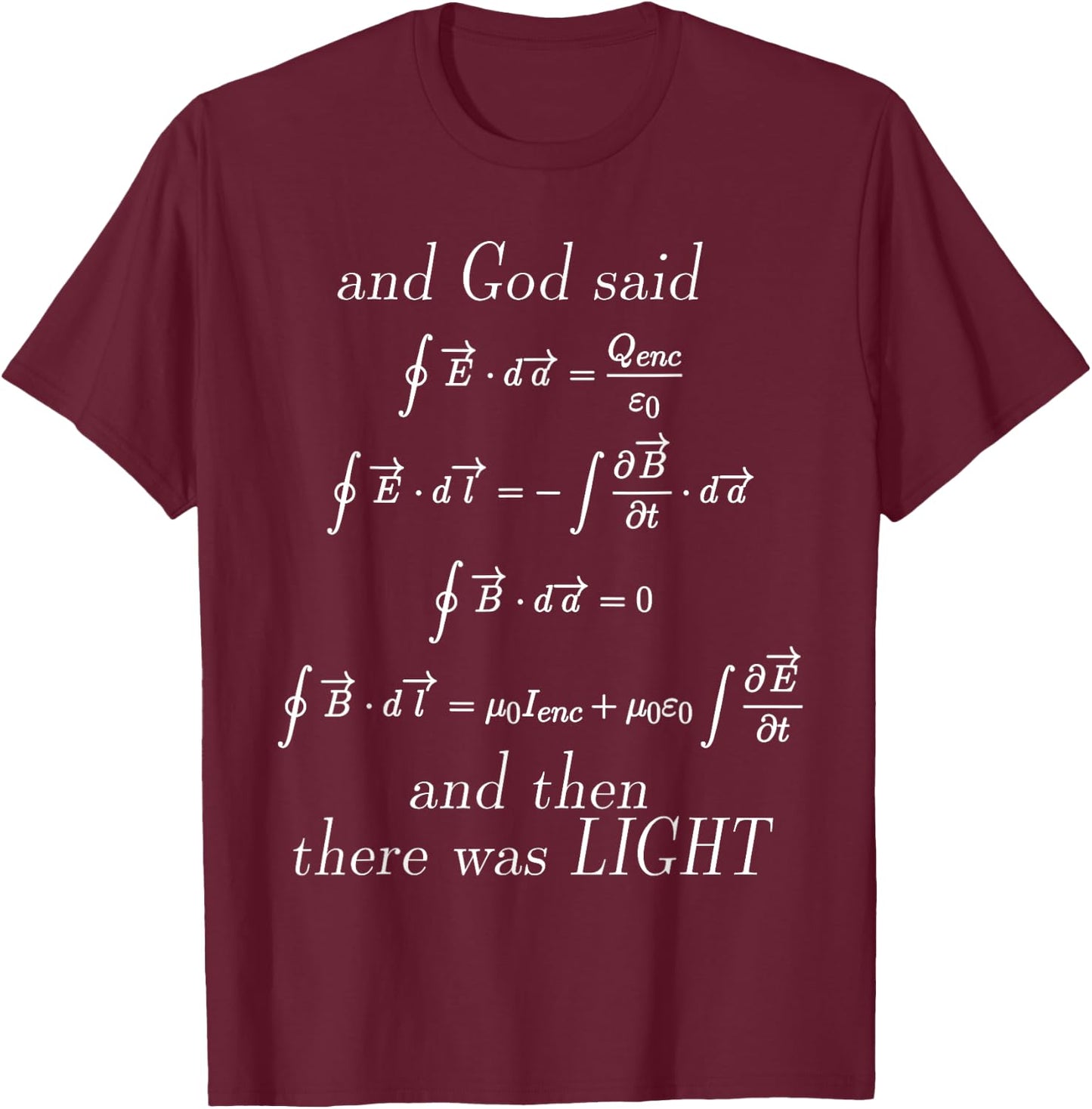 God Said Maxwell's Equations Integral Form Geeks T Shirts T-Shirt - T-Shirt | Maroon