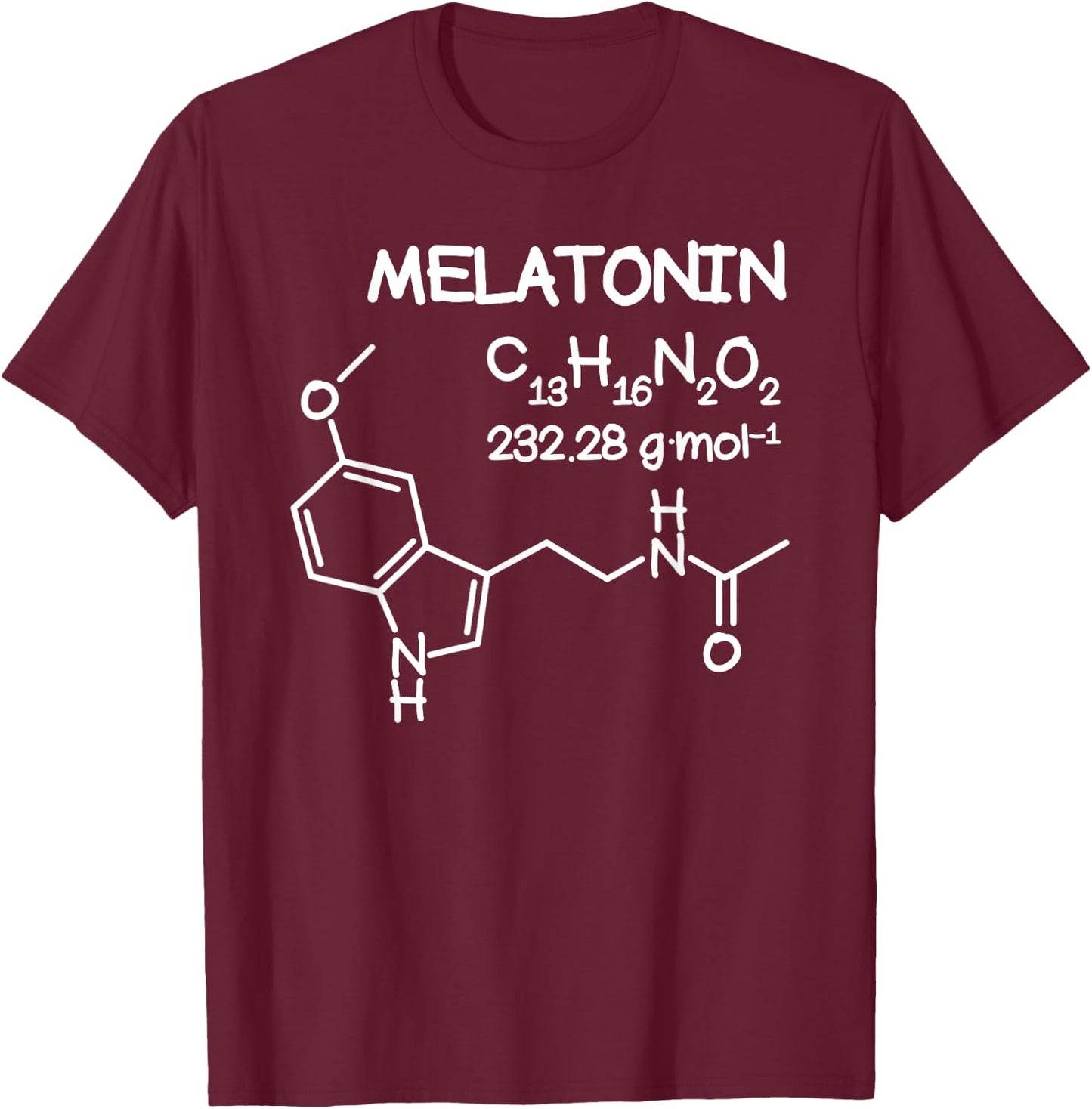Melatonin Molecule Structure T Shirt Funny Sleep Men Women T-Shirt - T-Shirt | Maroon