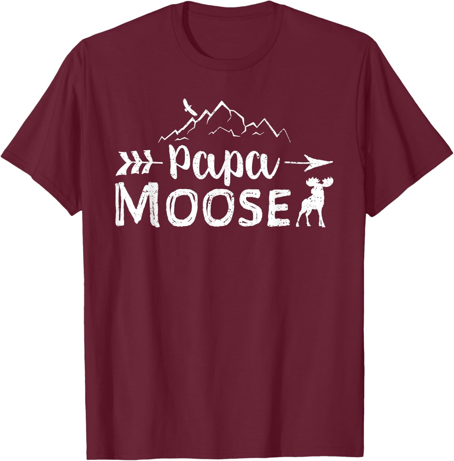 Papa Moose Shirt Matching Family Mama Papa Moose Camping T-Shirt - T-Shirt | Maroon