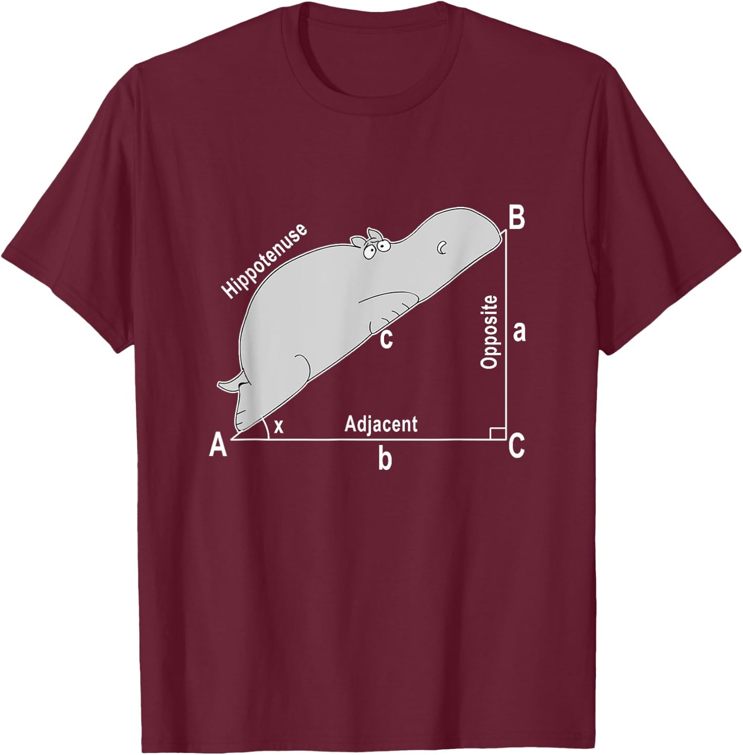 Hippo Math Analytical Funny Sarcasm Humor Teacher Men Women Girls Kids T-Shirt - T-Shirt | Maroon
