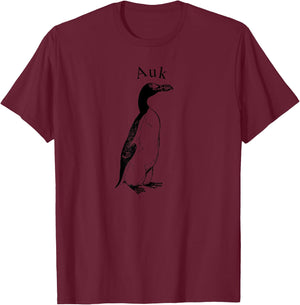 Auk Bird Extinct Flightless Species T-Shirt - T-Shirt | Maroon