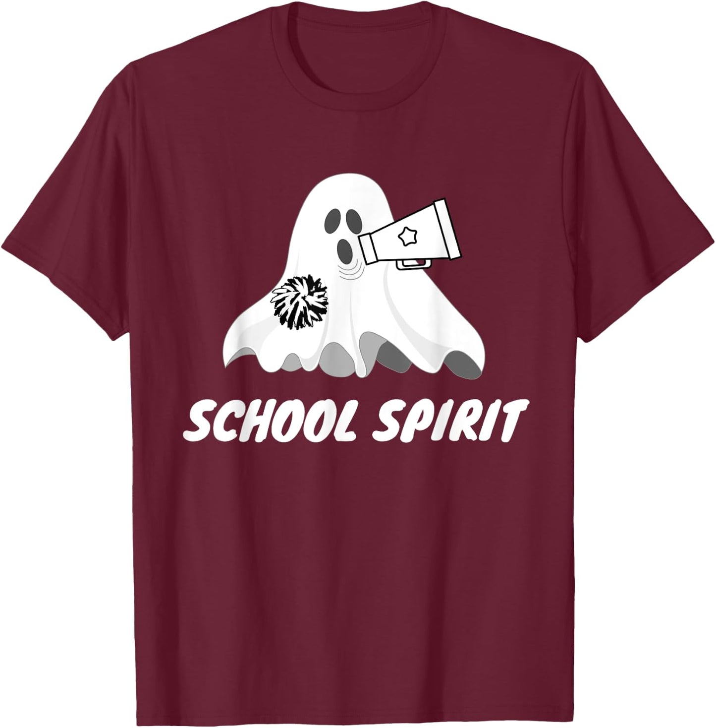 School Spirit Ghost - Funny Halloween T-Shirt - T-Shirt | Maroon