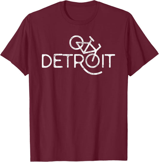 Vintage Detroit Bicycle Cyclist Gift Cycling Michigan Bike T-Shirt - T-Shirt | Maroon