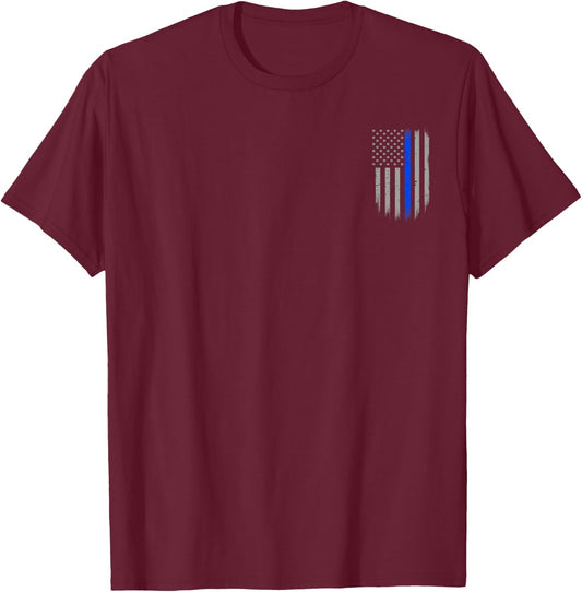 We Got Your Six Thin Blue Line American Flag T-Shirt - T-Shirt | Maroon