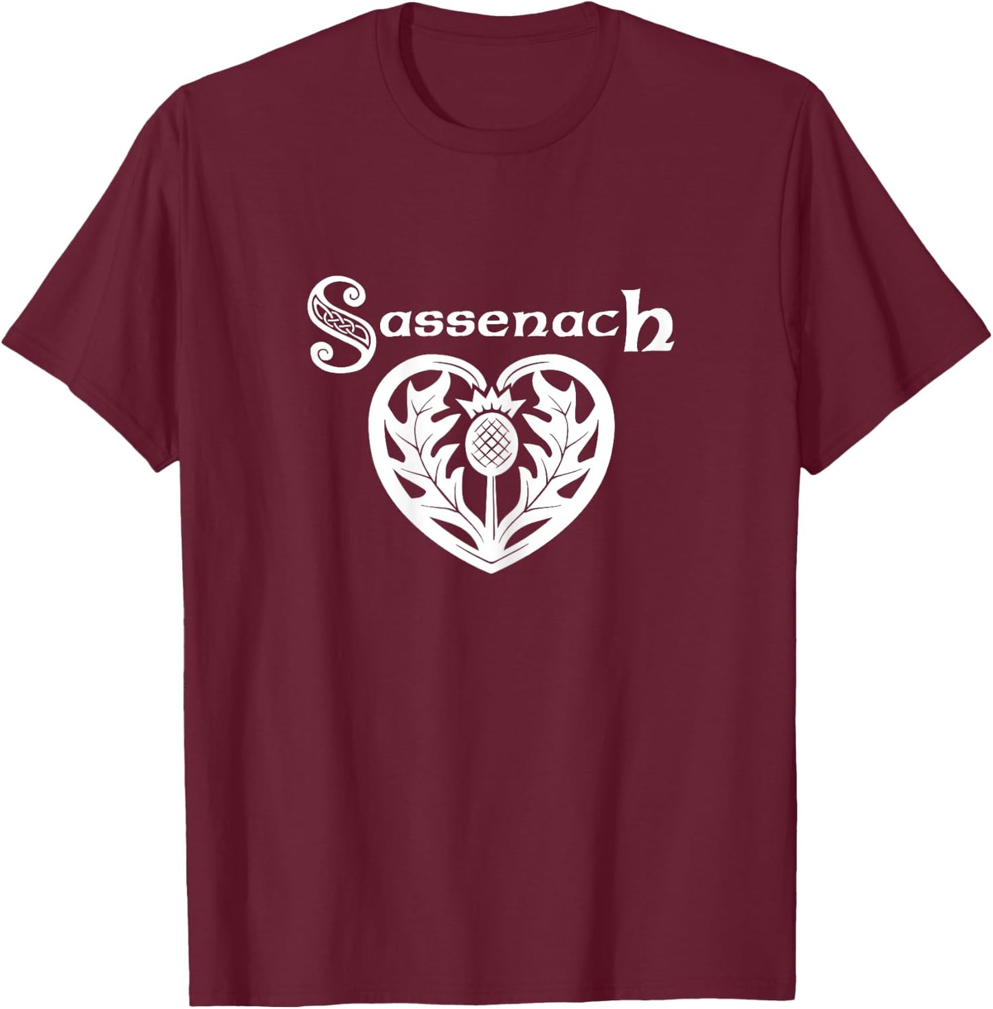 Sassenach Heart and Thistle Gaelic Outlander Shirt T-Shirt - T-Shirt | Maroon