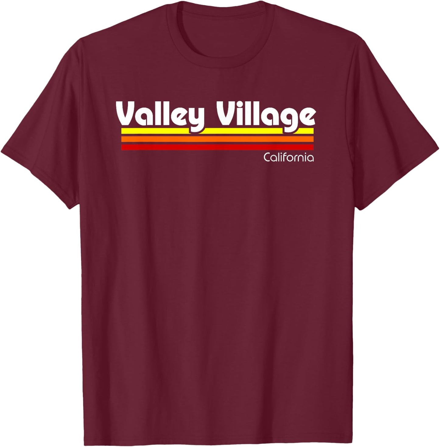 Retro Valley Village California T-Shirt - T-Shirt | Maroon