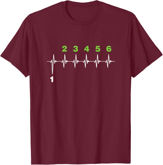 Motorcycle Gear Shift Heartbeat Motorist T-Shirt - T-Shirt | Maroon