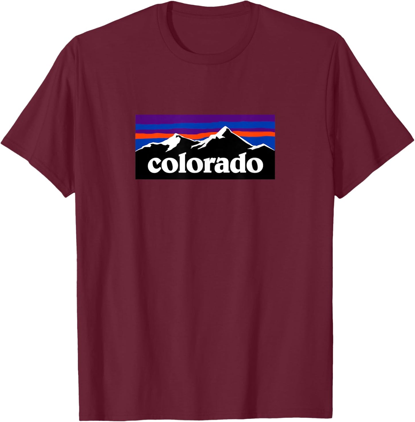 Colorado Mountains Outdoor Flag Design T-Shirt - T-Shirt | Maroon