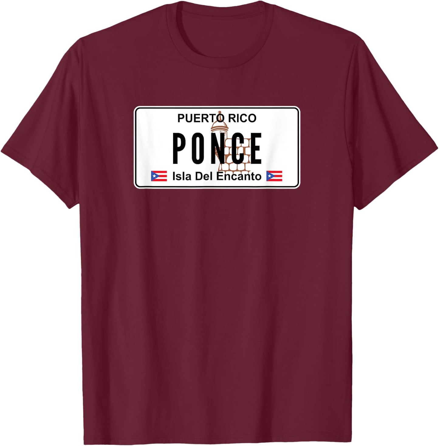 Ponce - Puerto Rico Puerto Rican Pride Boricua Plate T-Shirt - T-Shirt | Maroon