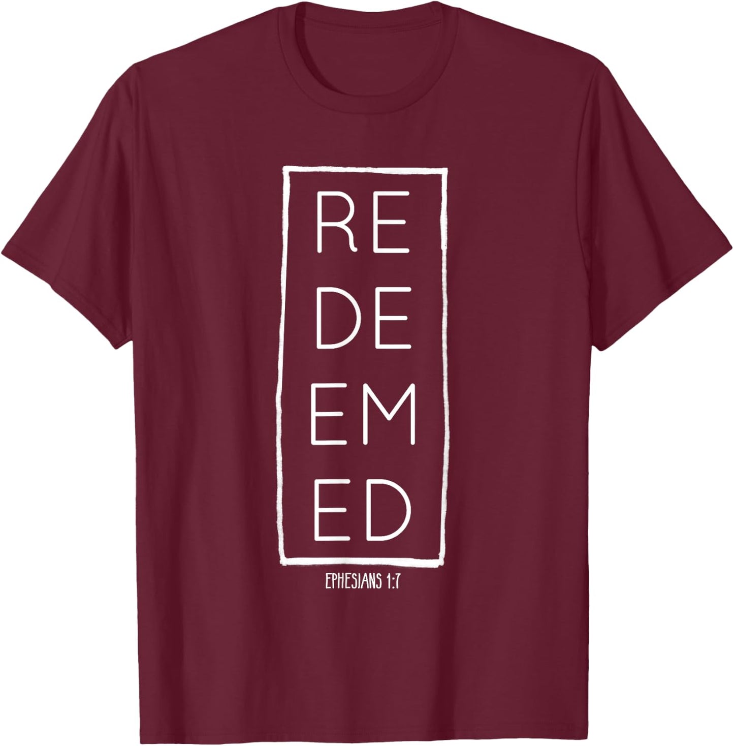 REDEEMED | Deluxe vintage distressed Christian T-Shirt - T-Shirt | Maroon
