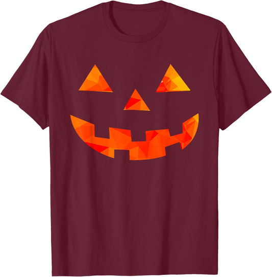 Pumpkin Face Halloween Costume Orange Glow T-Shirt - T-Shirt | Maroon