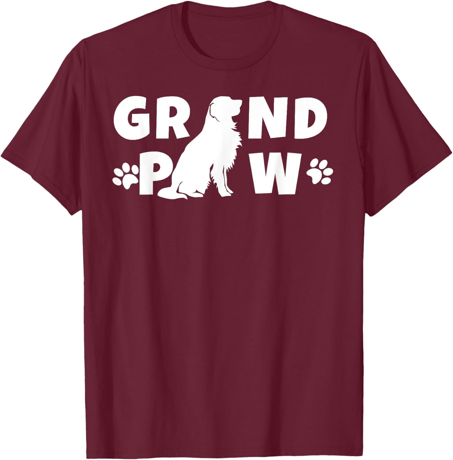 Golden Retriever Grandpa Grand Paw Shirt Dog Lover Grandpaw T-Shirt - T-Shirt | Maroon