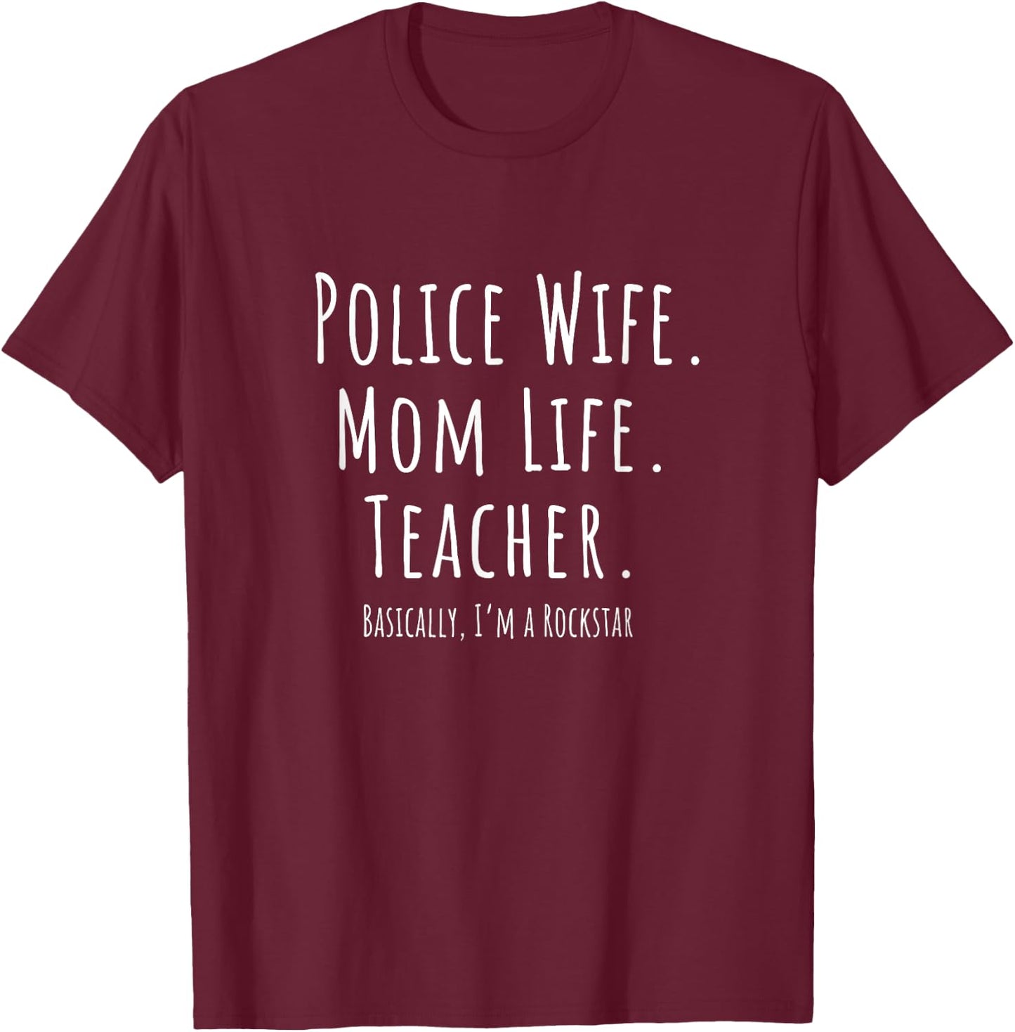 Blue Line Mother Police Wife Mom Life Teacher Gift T-Shirt - T-Shirt | Maroon